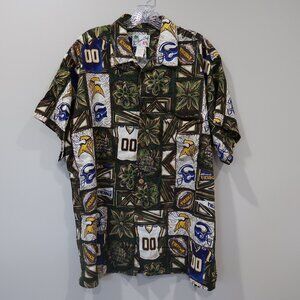 Vintage NFL Sun & Turf Minnesota Vikings Hawaiian Aloha Shirt Mens L Camp